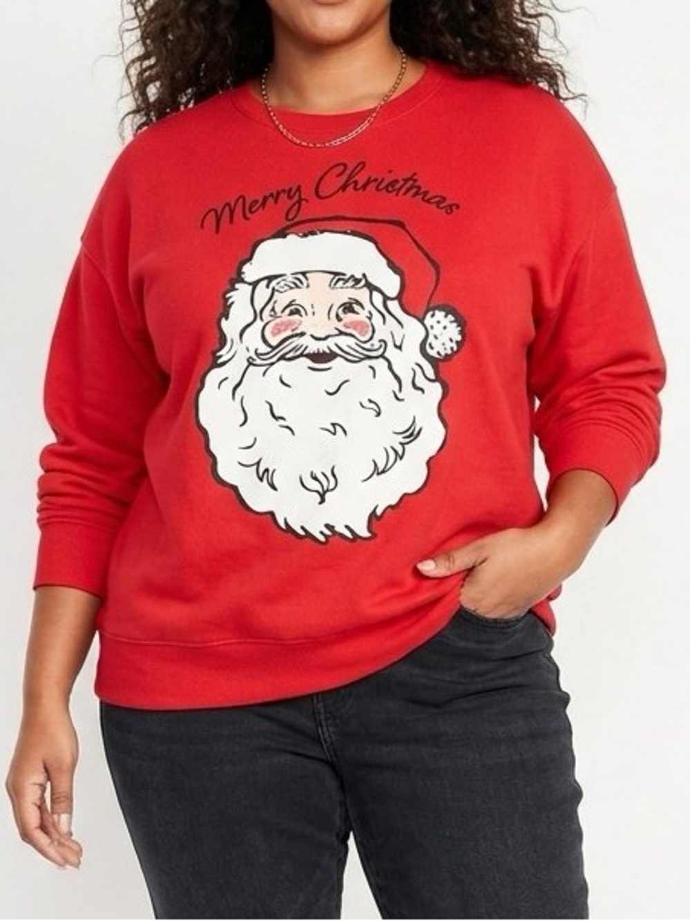 Holiday Time Red Crewneck Sweater with Santa Graphic Women’s Sz-XXL (20) WNTR